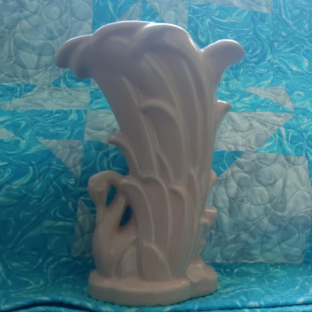 Mccoy Pink and Tan Vase with Sculptural Design